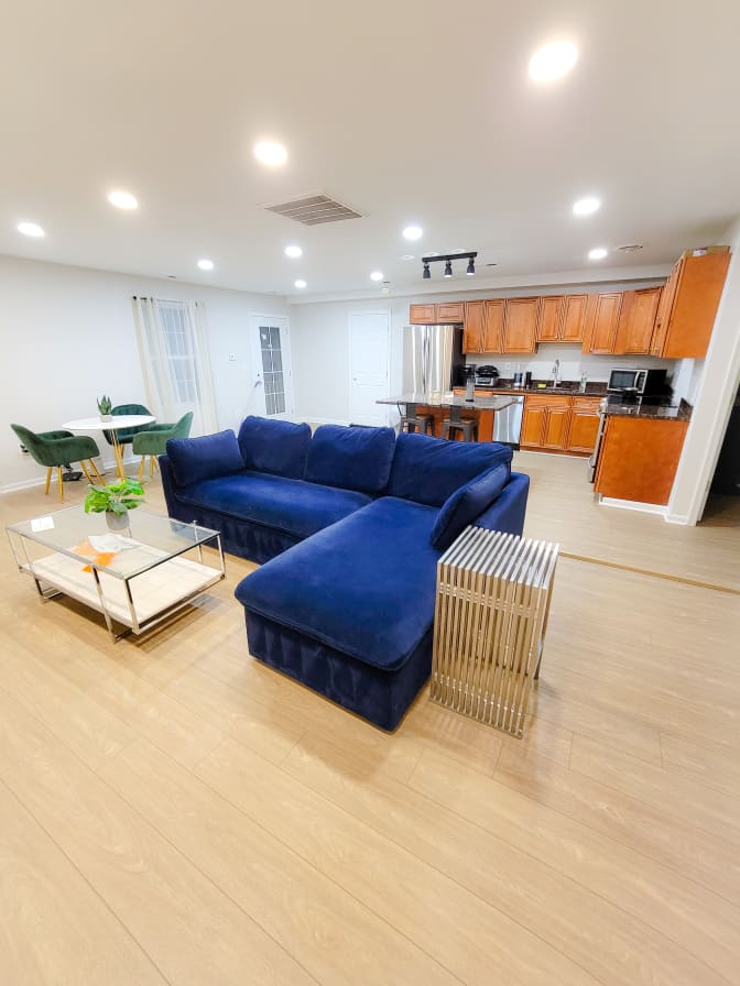 Patio Unit living room with fireplace